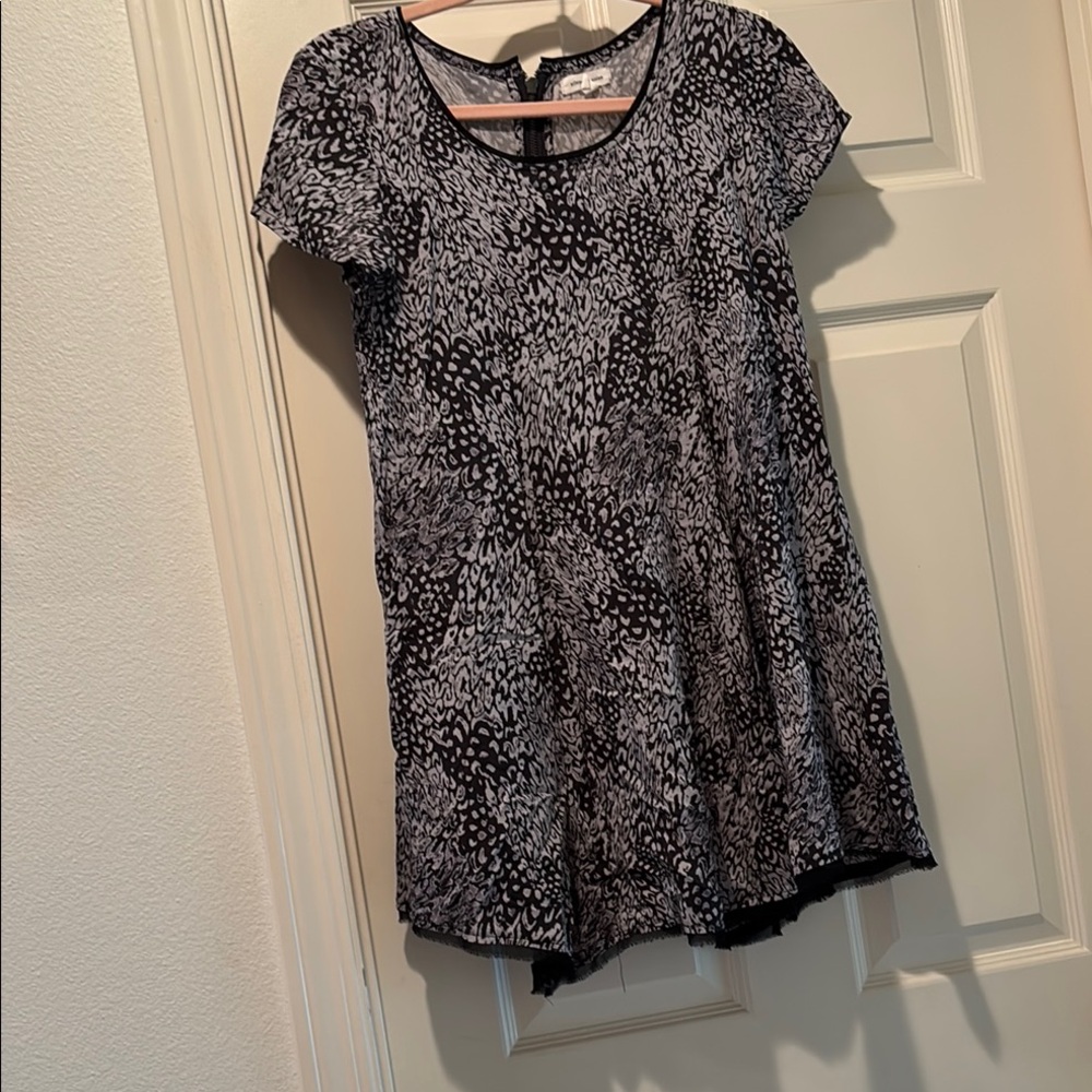 Silence + Noise Black and Gray flutter mini dress